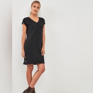 Barbour V-Neck Shift Dress with Snap Accents